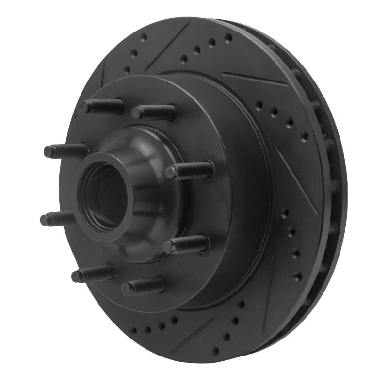 Ford F-250 Brake Rotor (1) - Front Left - R1 Concepts - Drilled & Slotted - Black - `99-`02